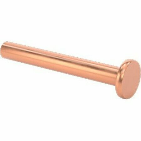 BSC PREFERRED Copper Flat Head Solid Rivets 3/16 Diameter for 1.406 Maximum Material Thickness, 25PK 97440A375